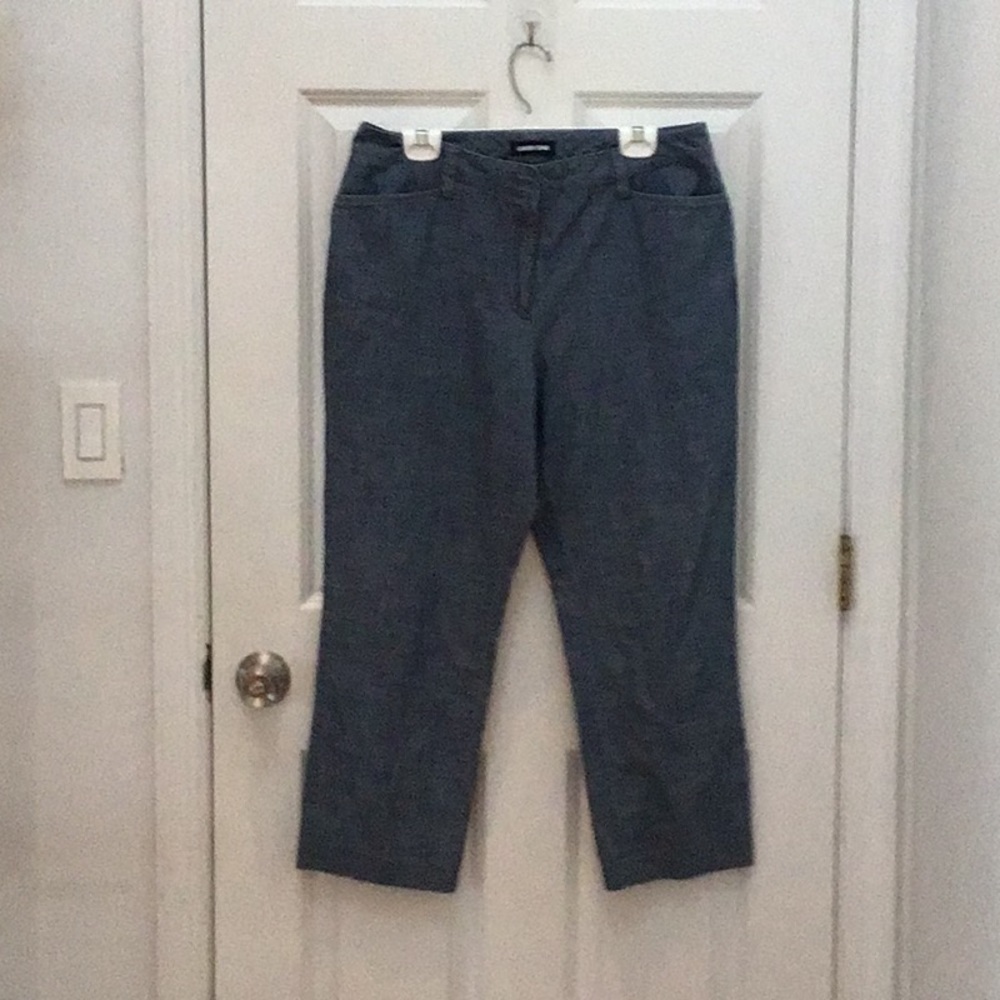 Landsend, mid rise,chambray cropped trousers, size 12